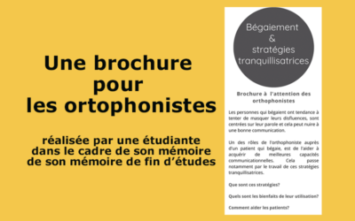Une brochure d’information pour les orthophonistes sur les stratégies tranquilisatrices