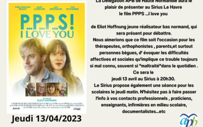 Projection Film P..P..P..S I LOVE YOU – le 13.04.23 à 20h30 au cinéma SIRIUS (Le Havre)