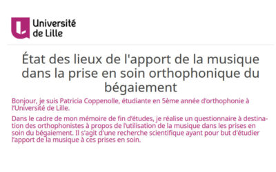 Apport de la musique dans la prise en soin orthophonique du bégaiement