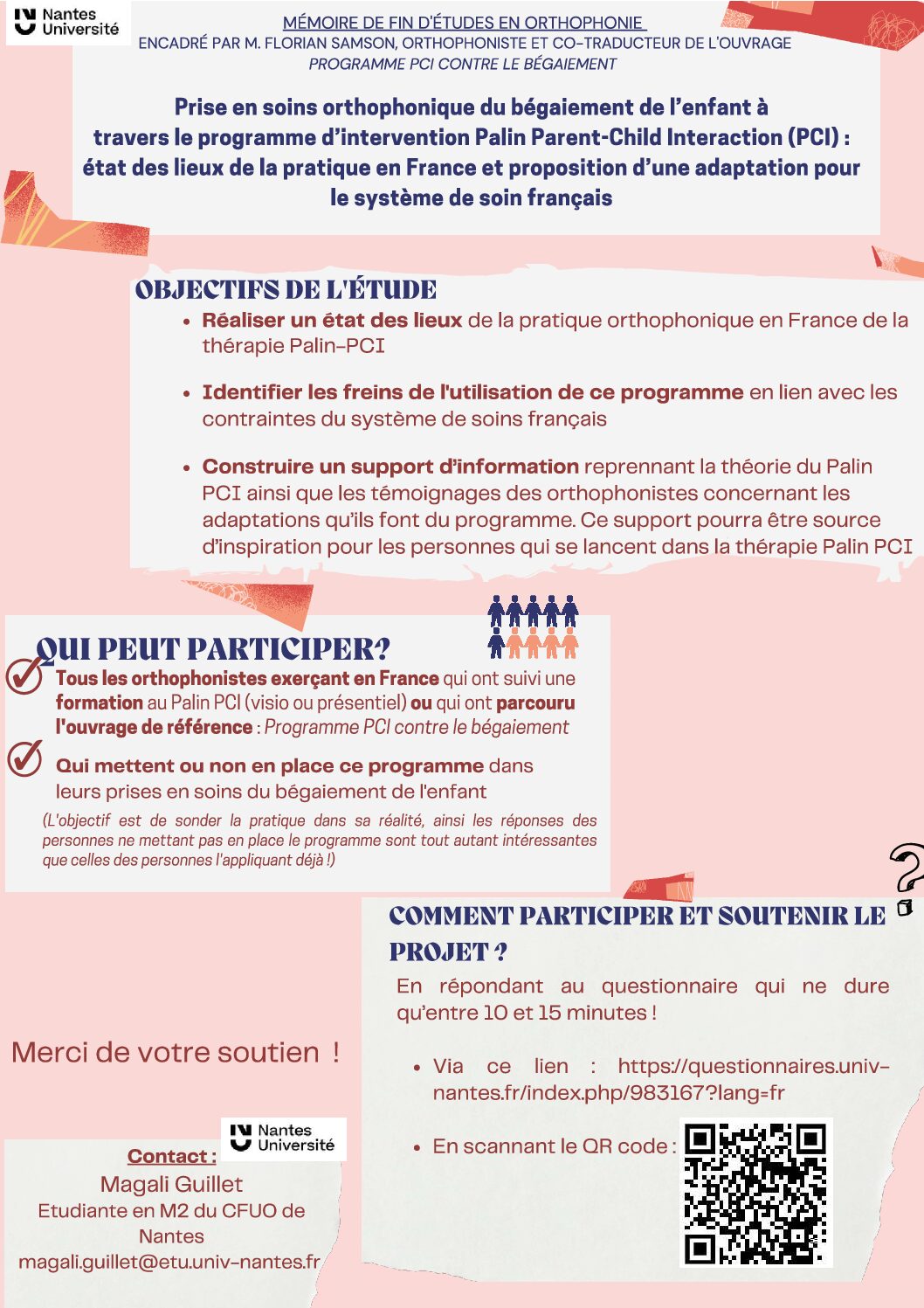 Questionnaire pour les orthophonistes – Recherche Universitaire